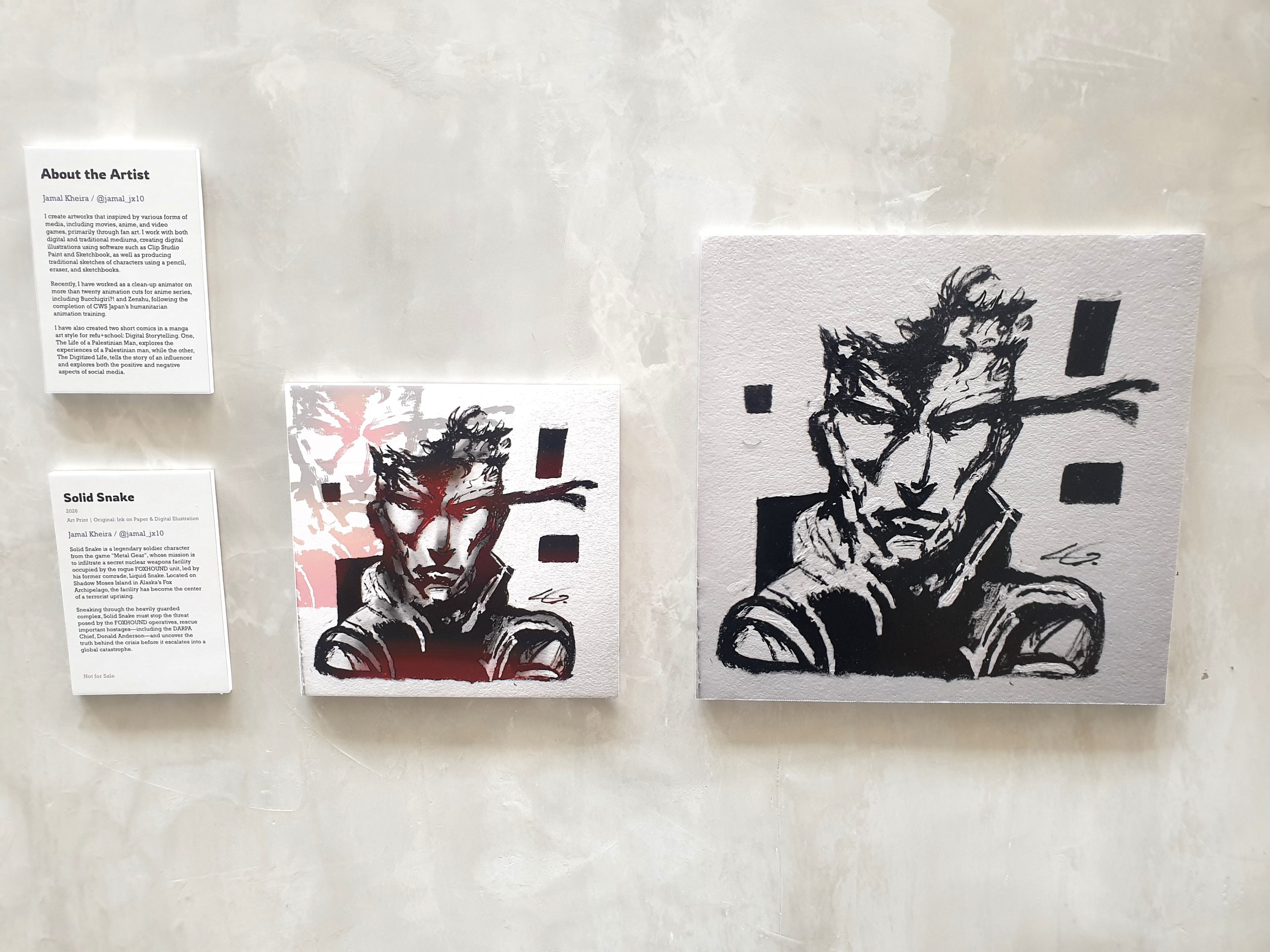 Jamal’s Solid Snake explores mixed-media storytelling through photography, drawing, and digital art.